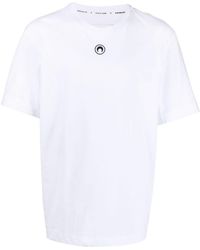 Marine Serre - Logo-embroidered Cotton T-shirt - Lyst