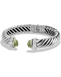 David Yurman Waverly Cable Bracelet With Prasiolite & Diamonds - Metallic
