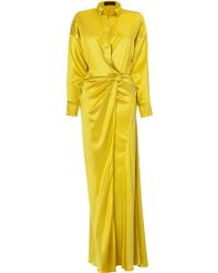 By Malene Birger Nadra Plunge front Silk chiffon Gown in Yellow ...