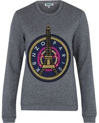 KENZO Eiffel Tower Cotton Sweatshirt - Gray