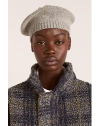 Damson Madder - Knitted Wool Beret With Bow Detail - Lyst