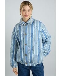 Damson Madder - Reversible Claudia Jacket- Stripe & Wallpaper Floral - Lyst