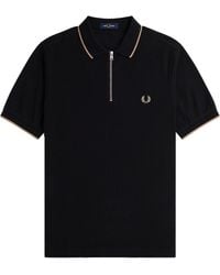 Fred Perry - M7729 Crepe Pique Zip Neck Polo Shirt - Lyst