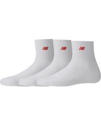 New Balance - 3 Pack Red Patch Logo Ankle Socks - Lyst