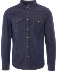 levi's barstow western corduroy shirt navy