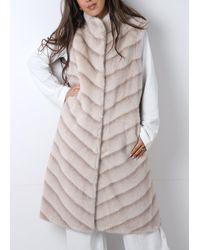 Daniel - Shaded Stripe Faux Fur Longline Gilet - Lyst