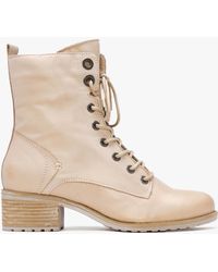 Moda In Pelle - Bezzie Cream Leather Block Heel Ankle Boots - Lyst