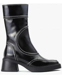 Miista - Malene Leather Block Heel Calf Boots - Lyst