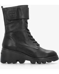 Wonders - Leather Cleated Wedge Ankle Boots - Lyst