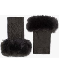 Daniel - Grey Faux Fur Fingerless Gloves - Lyst
