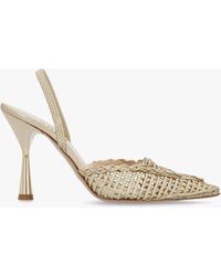 Daniel - Tiffi Gold Leather Woven Sling Back Court Shoes - Lyst