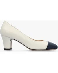 Daniel - Akuna Cream Leather Block Heel Court Shoes - Lyst