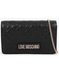 Love Moschino Diamond Quilt Flapover Black Cross-body Bag