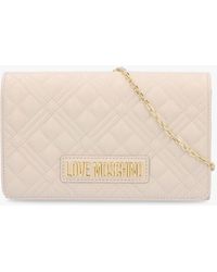 Love Moschino - Diamond Quilt Flapover Avorio Cross-body Bag - Lyst