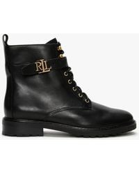 Lauren by Ralph Lauren - Elridge Black Leather Ankle Boots - Lyst