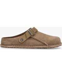 Birkenstock - Men's Lutry Premium Suede Leather Gray Taupe Clogs - Lyst