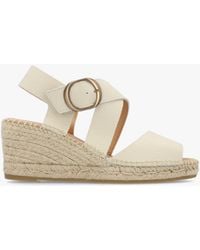 Daniel - Juckle Cream Leather Cross Strap Wedge Espadrilles - Lyst