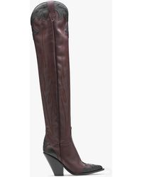 Sonora Boots - Melrose Black & Burgundy Leather Western Over The Knee Boots - Lyst