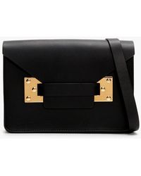 Sophie Hulme Mini Milner Black Leather Gold Hardware Satchel Bag