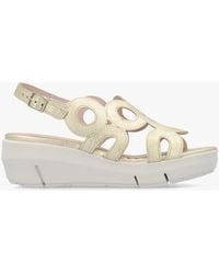 Wonders - Flynn 82 Platino Leather Low Wedge Sandals - Lyst
