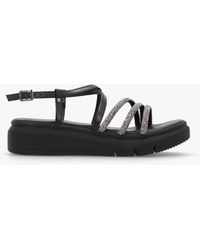 Daniel - Clematis Black Leather Diamante Cross Strap Sandals - Lyst