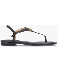 Lauren by Ralph Lauren - Ellington Ii Black Leather Toe Post Sandals - Lyst