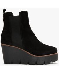 Alpe - Alpaca Black Suede Wedge Ankle Boots - Lyst