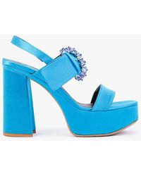 Daniel - Tock Blue Embellished Platform Heeled Sandals - Lyst
