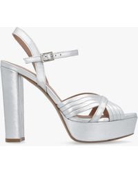 Daniel - Avery Silver Leather Platform Heeled Sandals - Lyst