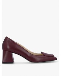 Daniel - Nessie Burgundy Leather Block Heel Court Shoes - Lyst