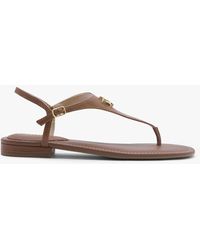 Lauren by Ralph Lauren Ellington Navy Leather Toe Post Sandals in Brown ...