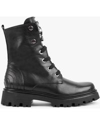 Daniel - Evajewell Black Leather Embellished Ankle Boots - Lyst