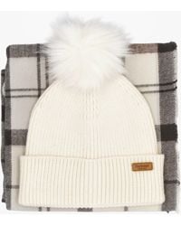 Barbour - Dover Monochrome Tartan Beanie & Hailes Scarf Gift Set - Lyst