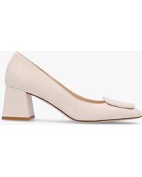 Daniel - Nessie Cream Leather Block Heel Court Shoes - Lyst