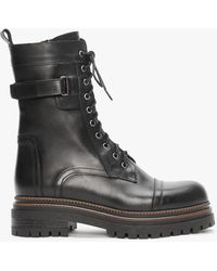 Daniel - Idris Black Leather Ankle Strap Biker Boots - Lyst
