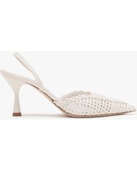 Daniel - Tiffi White Leather Woven Sling Back Mid Heel Shoes - Lyst