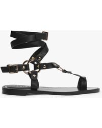 Daniel - Sophie Black Leather Ankle Tie Sandals - Lyst