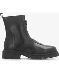 Daniel - Lippy Black Leather Front Zip Ankle Boots - Lyst