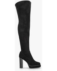 Daniel - Sippy Black Suede Over The Knee Platform Heeled Boots - Lyst