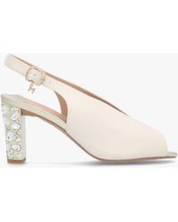 Moda In Pelle - Maeva Cream Jewelled Heel Sling Back Sandals - Lyst