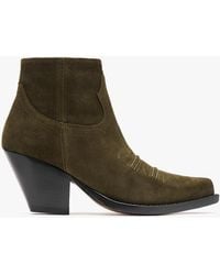 Sonora Boots - Jalapeno Max Flower Khaki Suede Western Ankle Boots - Lyst