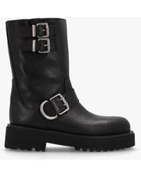 Alpe - Atom Black Leather Chunky Biker Boots - Lyst