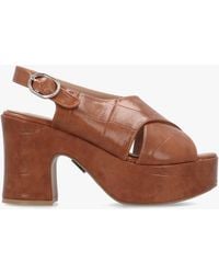 Moda In Pelle - Nakara Tan Moc Croc Chunky Platform Heel Sandals - Lyst