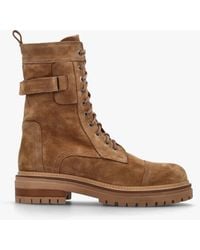 Daniel - Idris Tan Suede Ankle Strap Biker Boots - Lyst