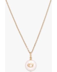 COACH - C Logo Pearl Chain Necklace - Lyst