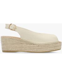 Daniel - Jeep Cream Leather Peep Toe Wedge Espadrilles - Lyst
