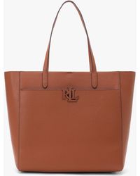 Ralph Lauren - Large Cameryn Lauren Tan Pebbled Leather Tote Bag - Lyst
