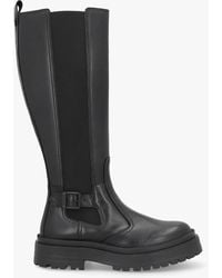 Barbour - Alicia Black Leather Knee High Chelsea Boots - Lyst