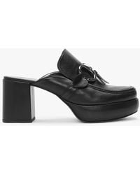 Kennel & Schmenger - Ira Black Leather Backless Block Heel Loafers - Lyst