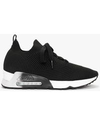 Ash - Larsen Black Ribbed Knit Trainers - Lyst